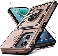 Vista 30 de Janmitta Compatible con Funda Moto G 5G 2024 con Cubierta Deslizante Integrada para Lente de Cámara + Protector de Pantalla + Soporte de Anillo