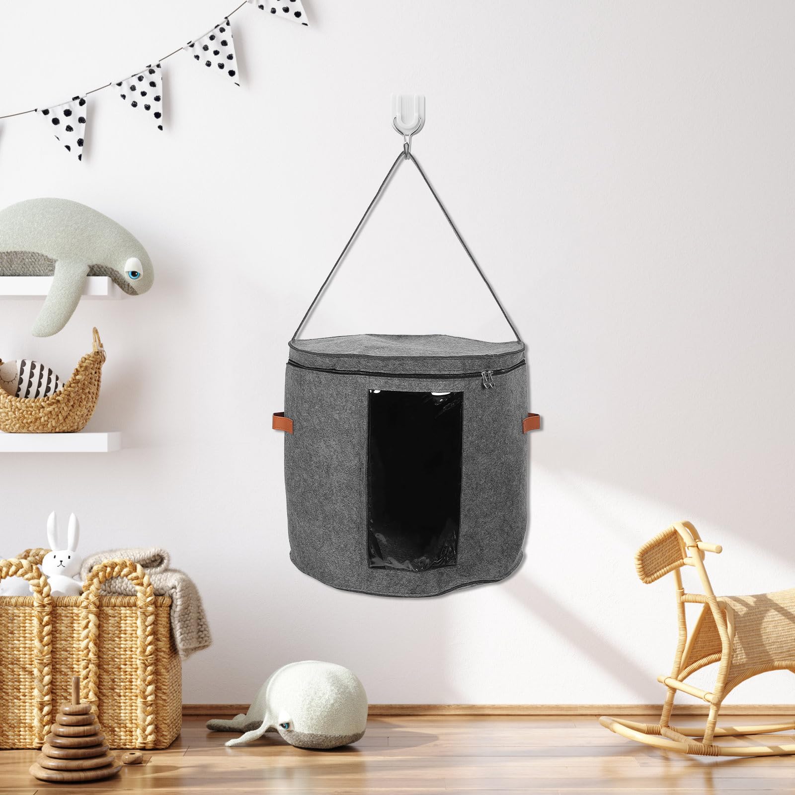 CALLARON Cappelliera Rotonda per Organizzare e Conservare Cappelli con Materiale Non Tessuto e Pvc, Portatile e Pieghevole, per Viaggi e Casa