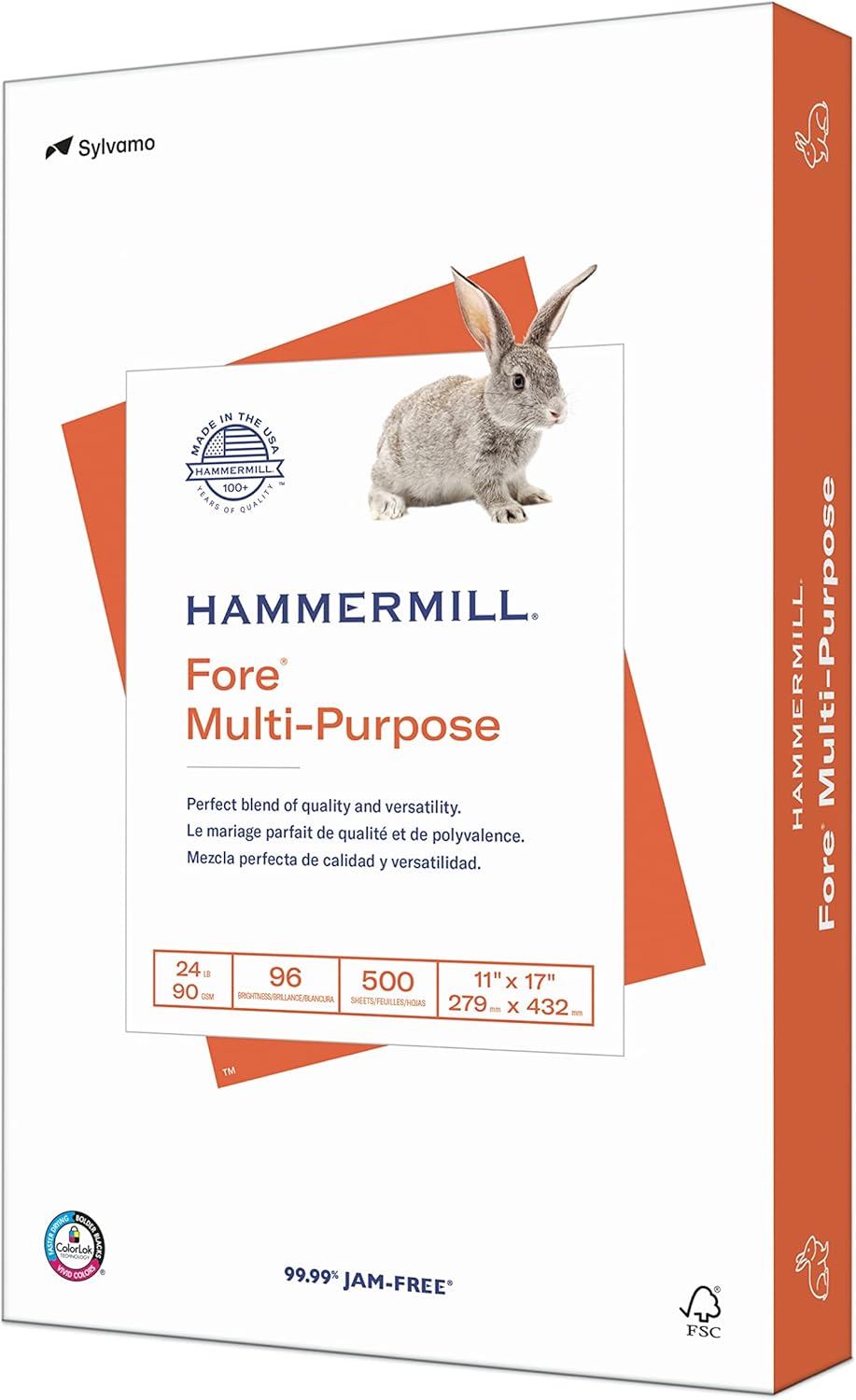 Hammermill Printer Paper, Fore Multipurpose 24 lb Copy Paper, 11 x 17 - 1 Ream (500 Sheets) - 96 Bright, Made in the USA, 102848R : Inkjet Printer Paper : Office Products