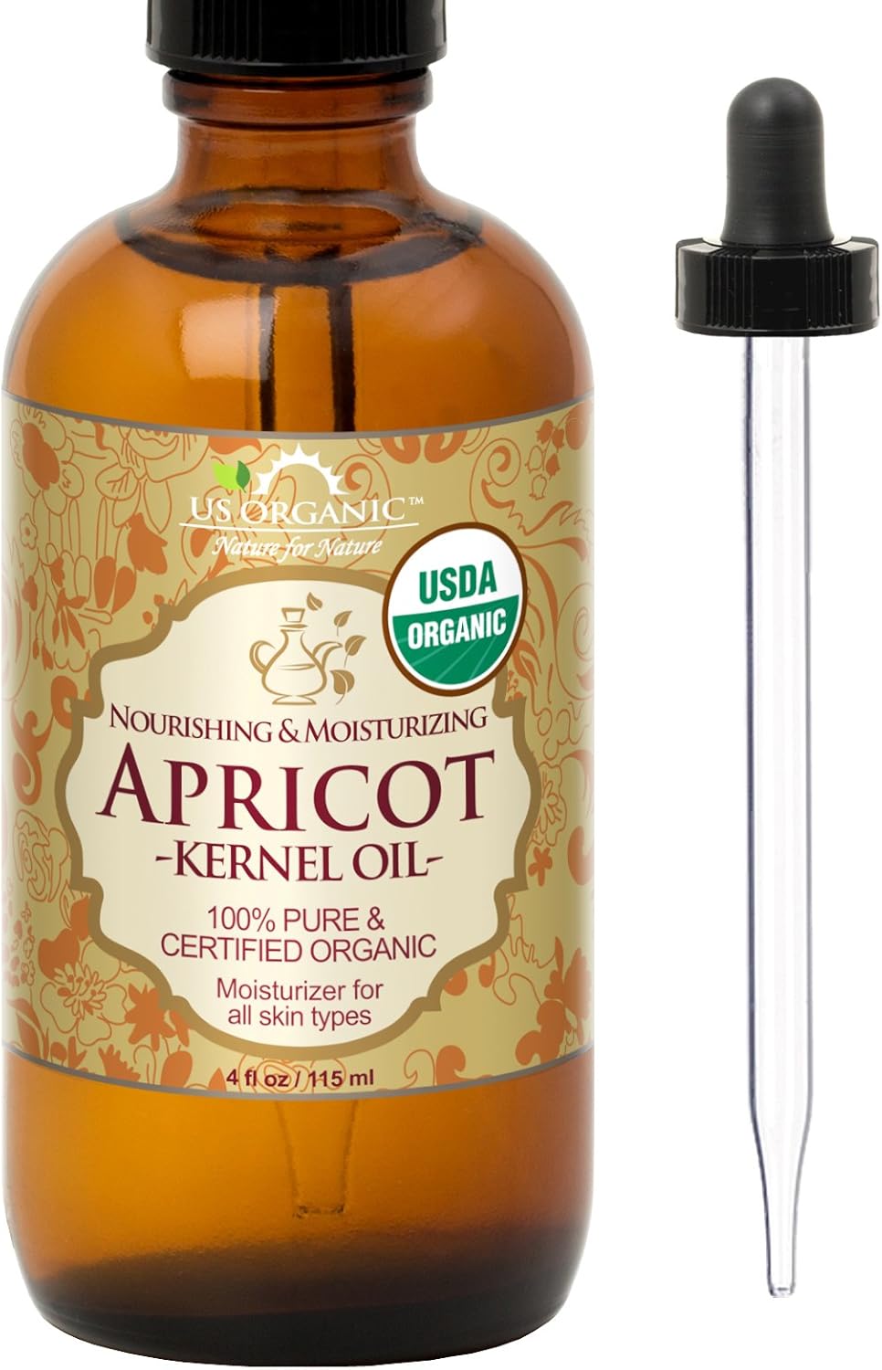 US Organic Apricot Kernel Oil, USDA Certified Organic,100 Pure