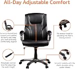 Amazon Basics Executive High Back Office Desk Chair, Adjustable Height, Tilt, Swivel, one Size, Black/Silver