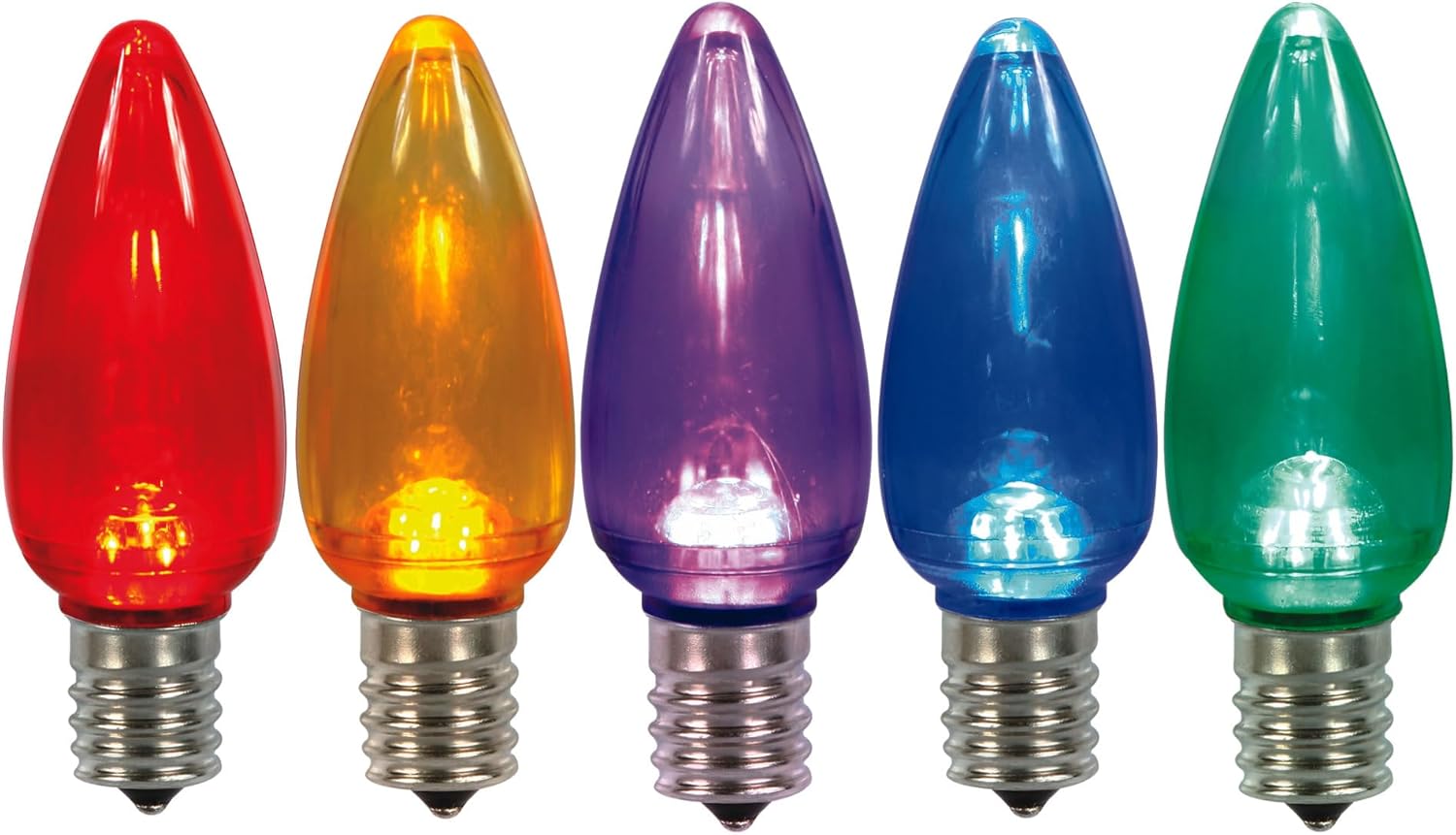 Vickerman C9 Transparent Plastic LED Yellow Dimmable Bulb, E17 Nickel Base, 3 Diodes, .90Watts, 120Volts, .9 Lumens, 25 per Case