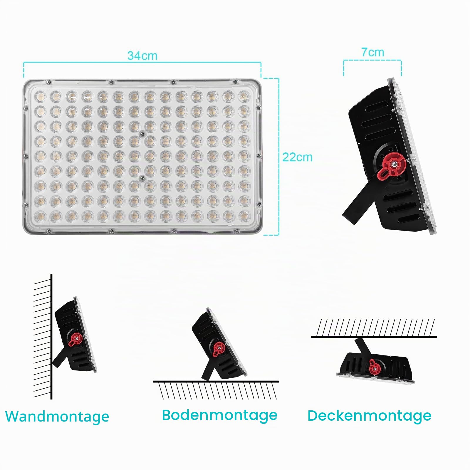 CREATESTAR LED Strahler Außen, 400W Baustrahler 40000LM Außenstrahler 6500K Kaltweiß Scheinwerfer IP66 Wasserdicht, LED Fluter für Lager, Garten, Garage, Sportplatz, Hof, Parkplatz