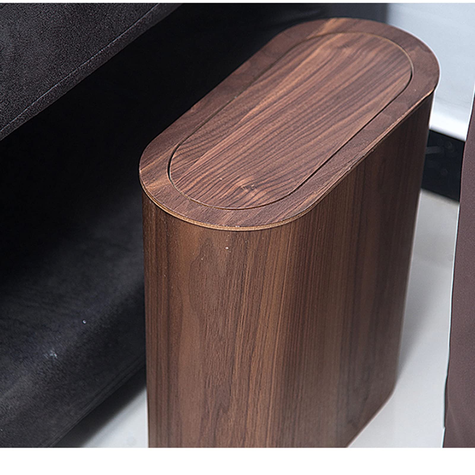 Cestino della spazzatura di legno cestino del riciclaggio della carta con il cestino del coperchio del coperchio di scossa ultra- stretto cestino dei rifiuti creativi per sotto ufficio scrivania