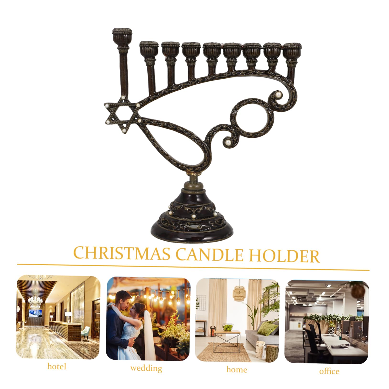 Cabilock Candelabro de Nueve Cabezas para Mesa Delicado Soporte de Vela de Decoración de Mesa Central Suministro para Hanukkah Candelabro de Escritorio