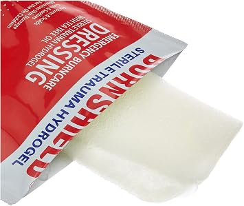 Burnshield Burn Dressing 4 x 4 Sterile Hydrogel Trauma Pad for Minor Burns, Scalds & Sunburn Single Use First Aid Treatment