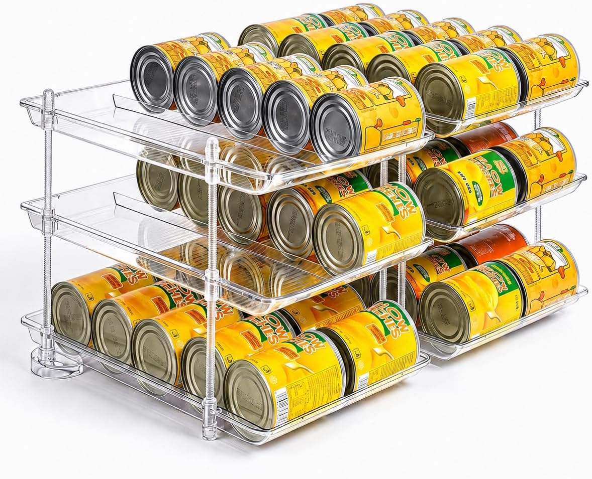 Sotfamily Height Adjustable Can Organizer for Pantry, Holds 60 16 oz Cans