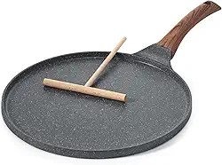 Frigideira de crepe antiaderente SENSARTE, revestimento de granito suíço, plana, para dosa, panqueca, 25,4 cm, tawa com cabo antitérmico, compatível com indução