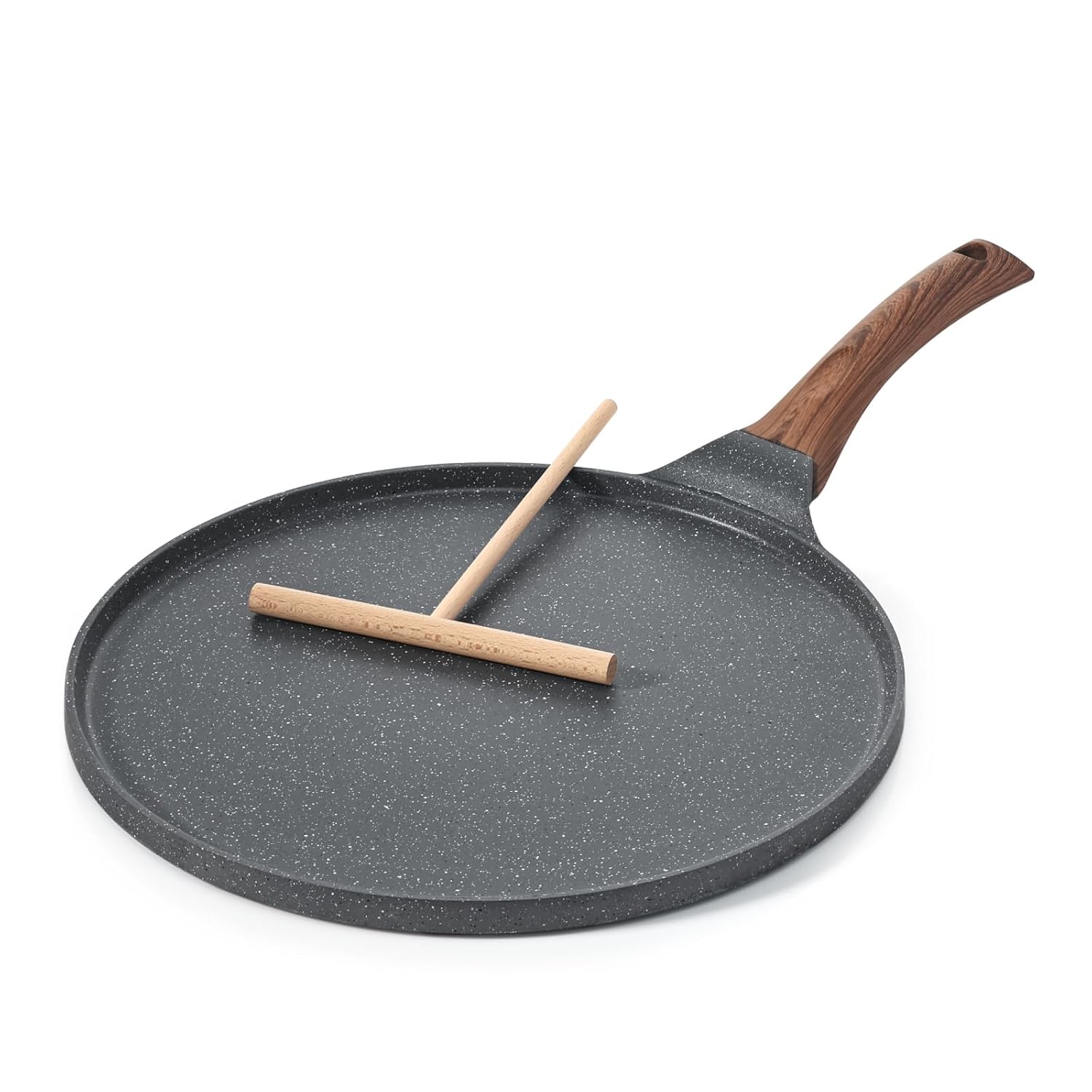 SENSARTE Nonstick Crepe Pan Swiss Granite Coating Dosa Pan Pancake Flat Skillet Tawa Griddle 10-Inch with Stay-Cool Handle