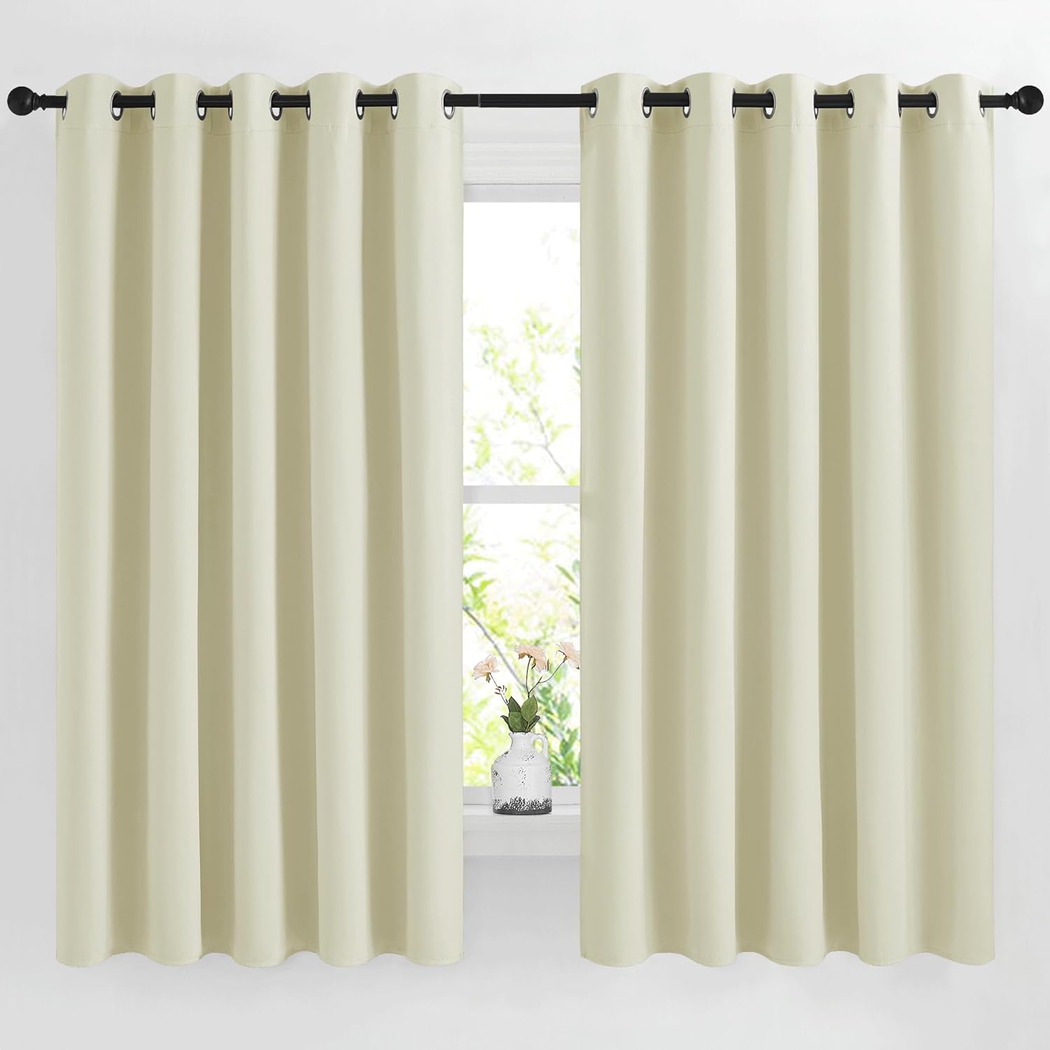 Amazon.com: NICETOWN Beige Room Darkening Curtains 66 inches Long ...