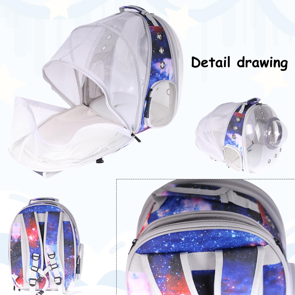 Haustier-Tragerucksack Mit Blasenfenster – Astronauten-Design, Atmungsaktiv, Bis 10 Kg