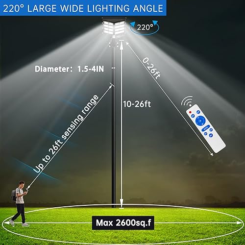 Miniatura 3 de JAYNLT Y-3000W - Luces solares de calle para exteriores, 300000LM 6500K luces de estacionamiento comercial del atardecer al amanecer, lámparas de