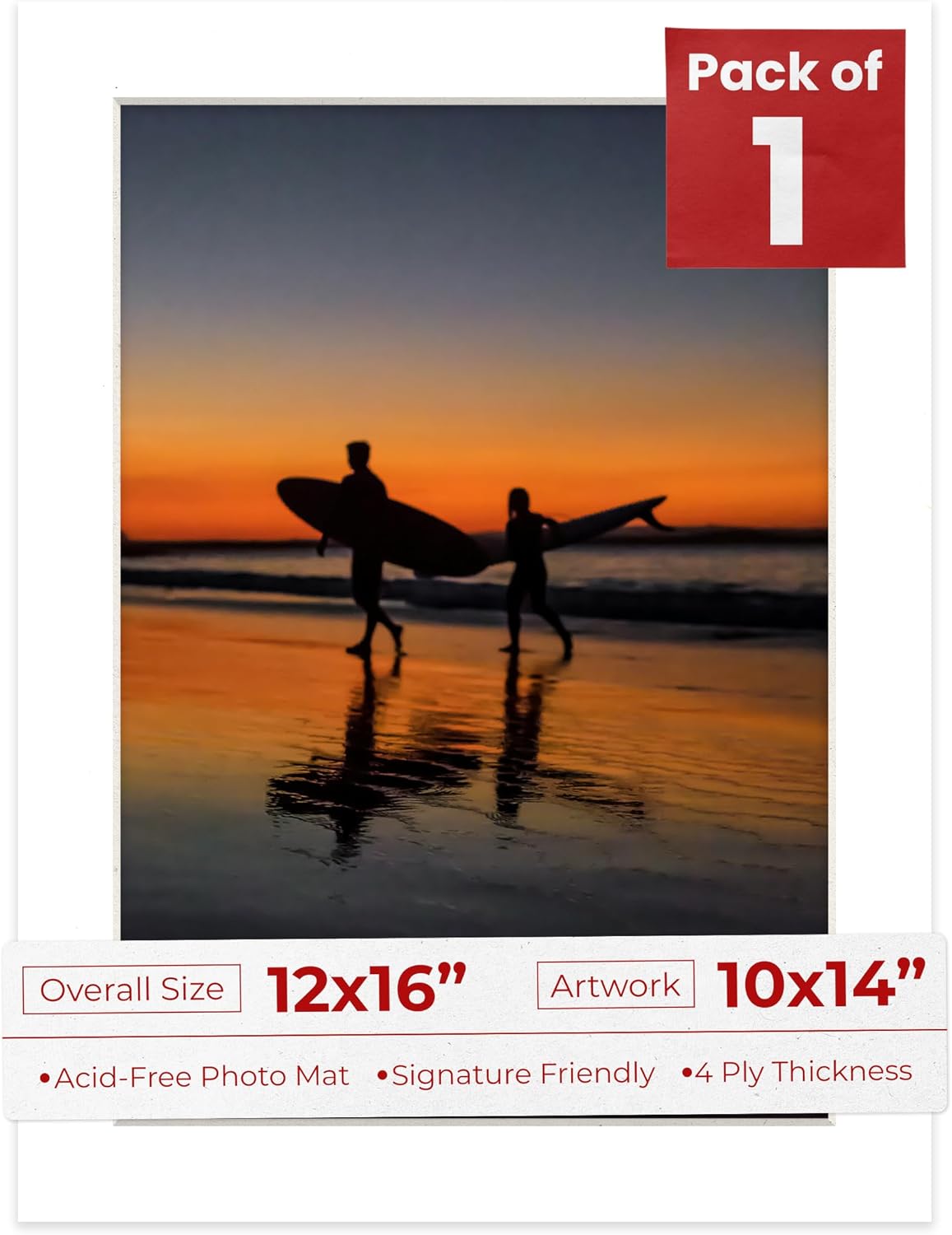 Poster Palooza 12x16 Mat Bevel Cut for 10x14 Photos - Acid Free Textured White Precut Matboard - for Pictures, Photos, Framing - 4-ply Thickness