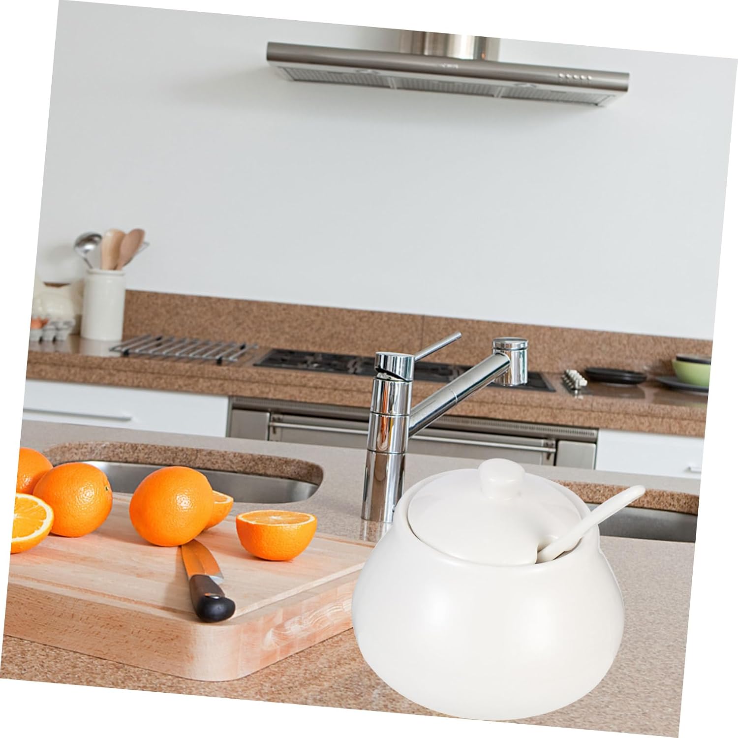 Ceramic Sugar Container Spoon Elegant Sugar Jar for Coffee Bar and Kitchen Dishwasher Safe and Decorative Design