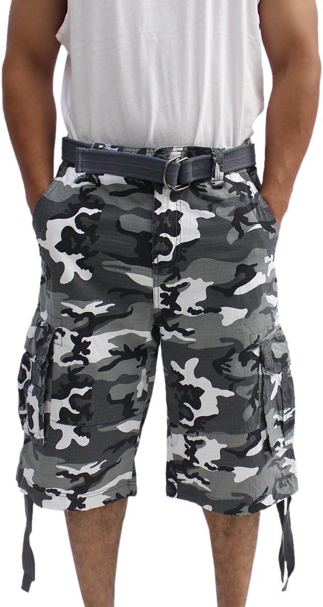 La Gate Mens Big and Tall Belted up to size 50 Cargo Short