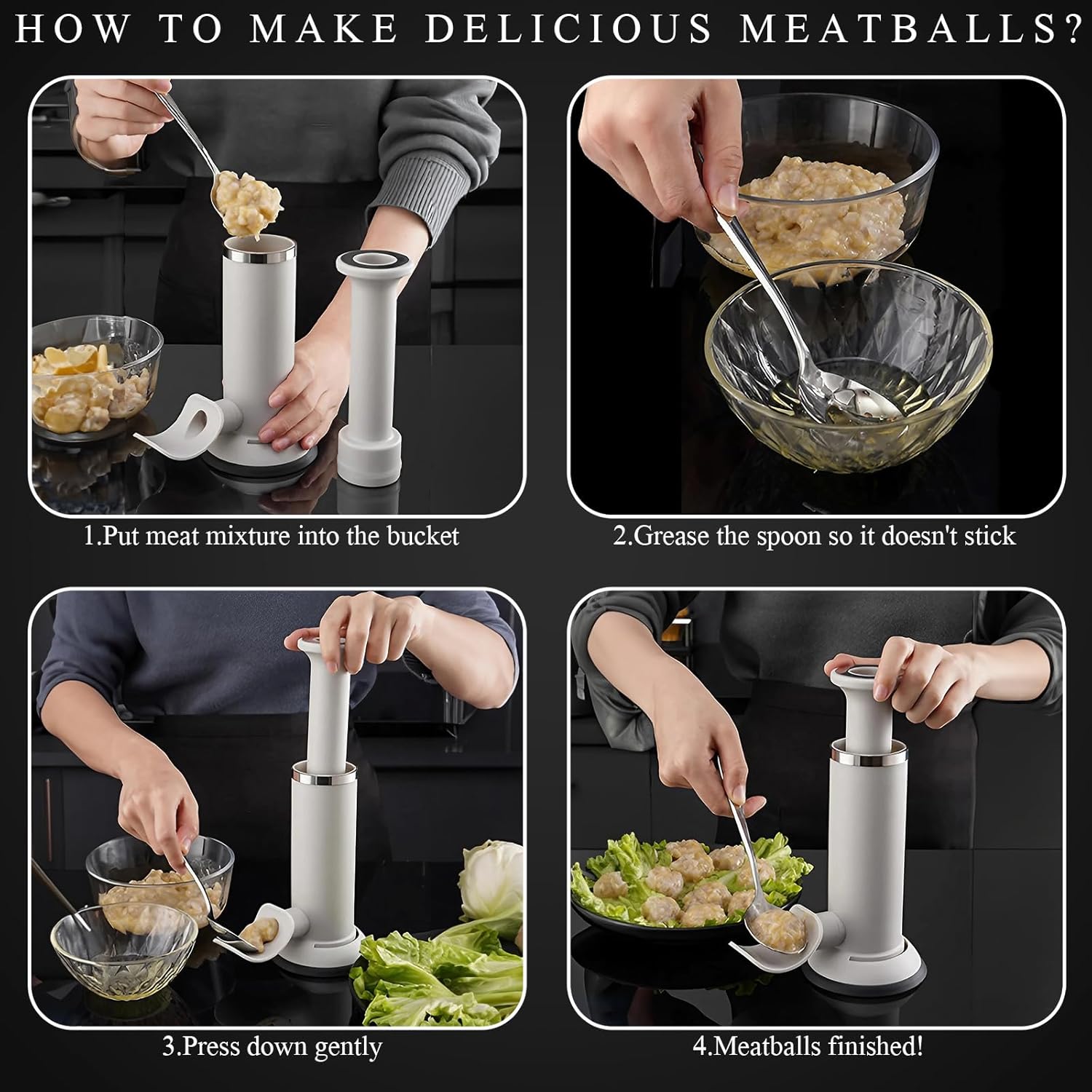 Sausage Stuffer Meatball Maker [2024 New], 2 in 1 Vertical Sausage Stuffer Machine Kitchenaid Sausage Stuffer Kit, Homemade Manual Sausage Maker Tool for Commercial,Household Use, 2 Stuffer Tubes