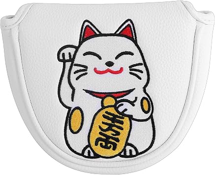 Maneki-Neko Lucky Cat Design Mallet Putter Headcover with Centre Shafted for Mallet Headcover