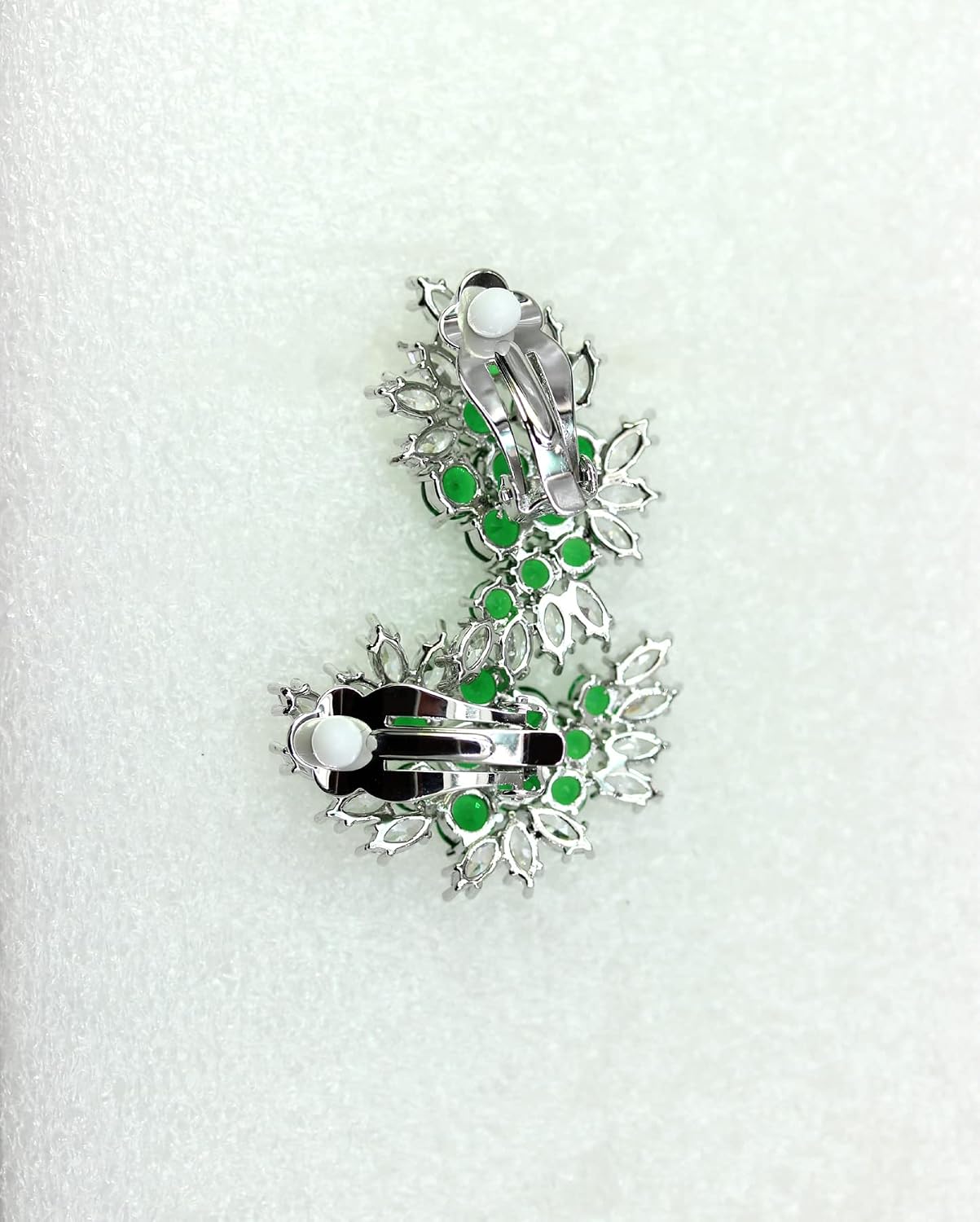 Faship Gorgeous CZ Crystal Rhinestone Floral Clip On Earrings