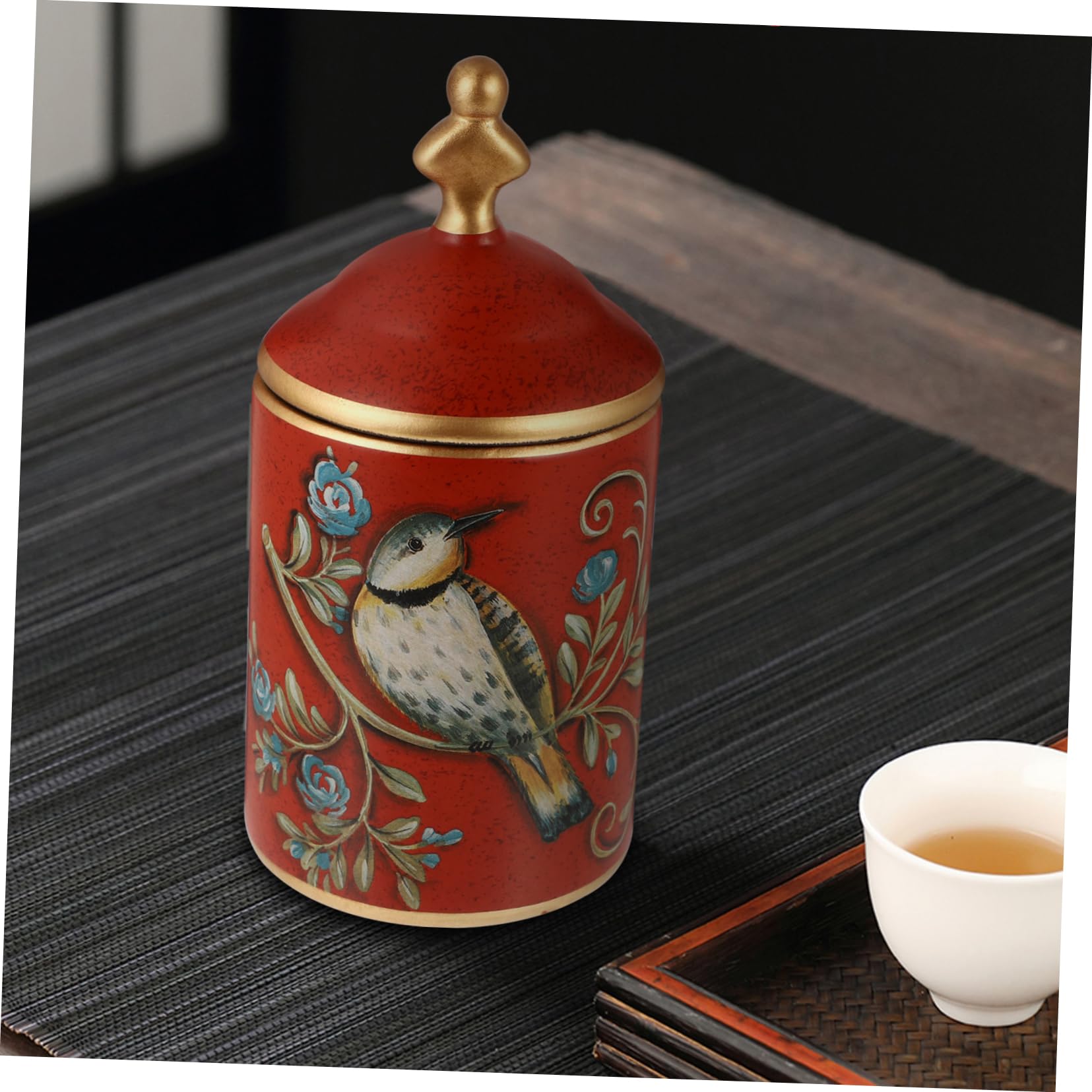 FUNOMOCYA Boîte à Thé Céramique Jaune – Pot Scellé Hermétique, Rangement Thé/Café/Sucre, Design Vintage Chic, 7,4 X 7,4 Cm