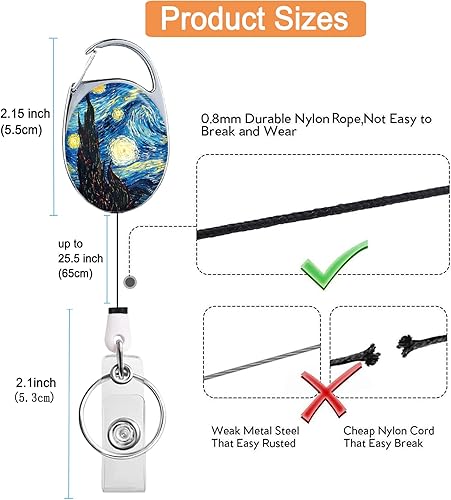 Vista 33 de Carrete retráctil para tarjetas de identificación con llavero retráctil para llaves, lindo nombre, carretes decorativos de tarjetas de Pretty