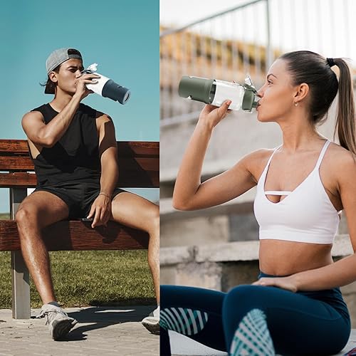 Miniatura 6 de SIEROZUR Botellas de agua de vidrio de 32 onzas con 2 tapas, botellas agitadoras para mezclas de proteínas, vaso de vidrio a prueba de fugas y sin