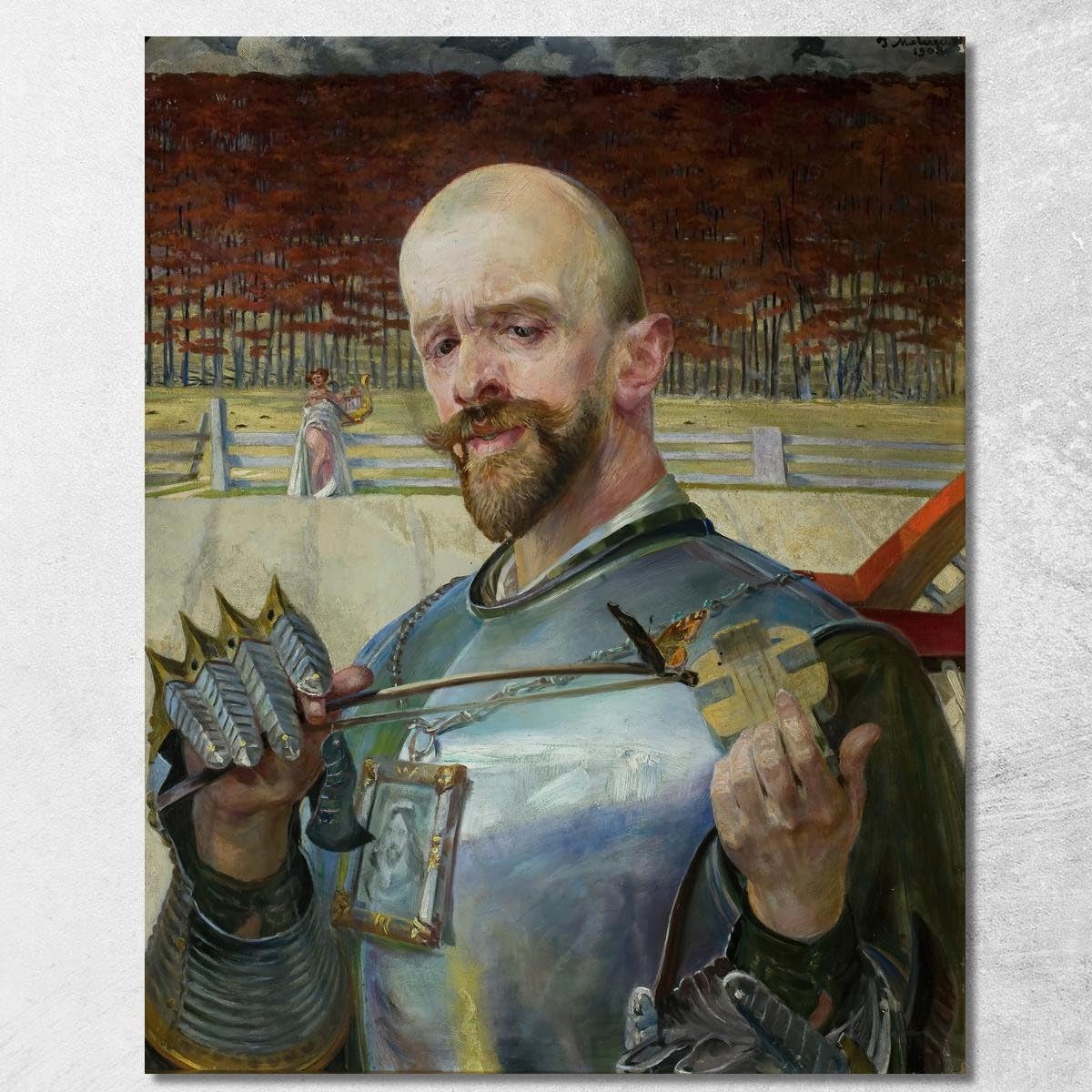 Autoportrait en armure Jacek Malczewski grand tableau pour salon élégant