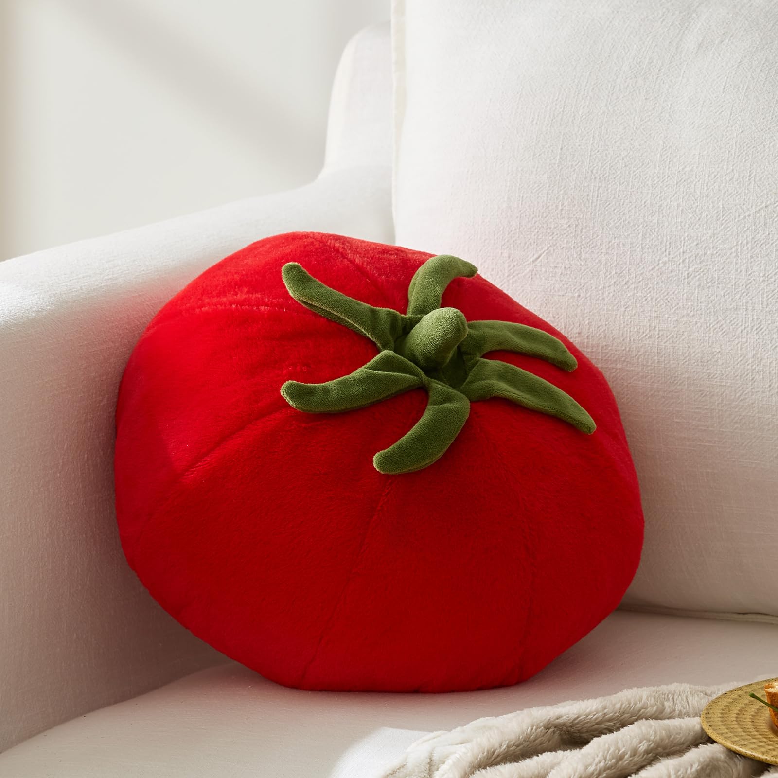 GIGIZAZA - Lindas almohadas de color rojo tomate, decorativas, estéticas, divertidas, cojines de recámara, almohada única para sofá de granja de 12 pulgadas, almohadas de frutas divertidas - Tomate
