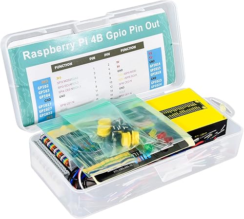 Miniatura 6 de KEYESTUDIO GPIO - Kit de ruptura para Raspberry Pi 4 4b 3 3b+ con placa de pan sin soldadura, cable GPIO, LED, resistencias, botones para