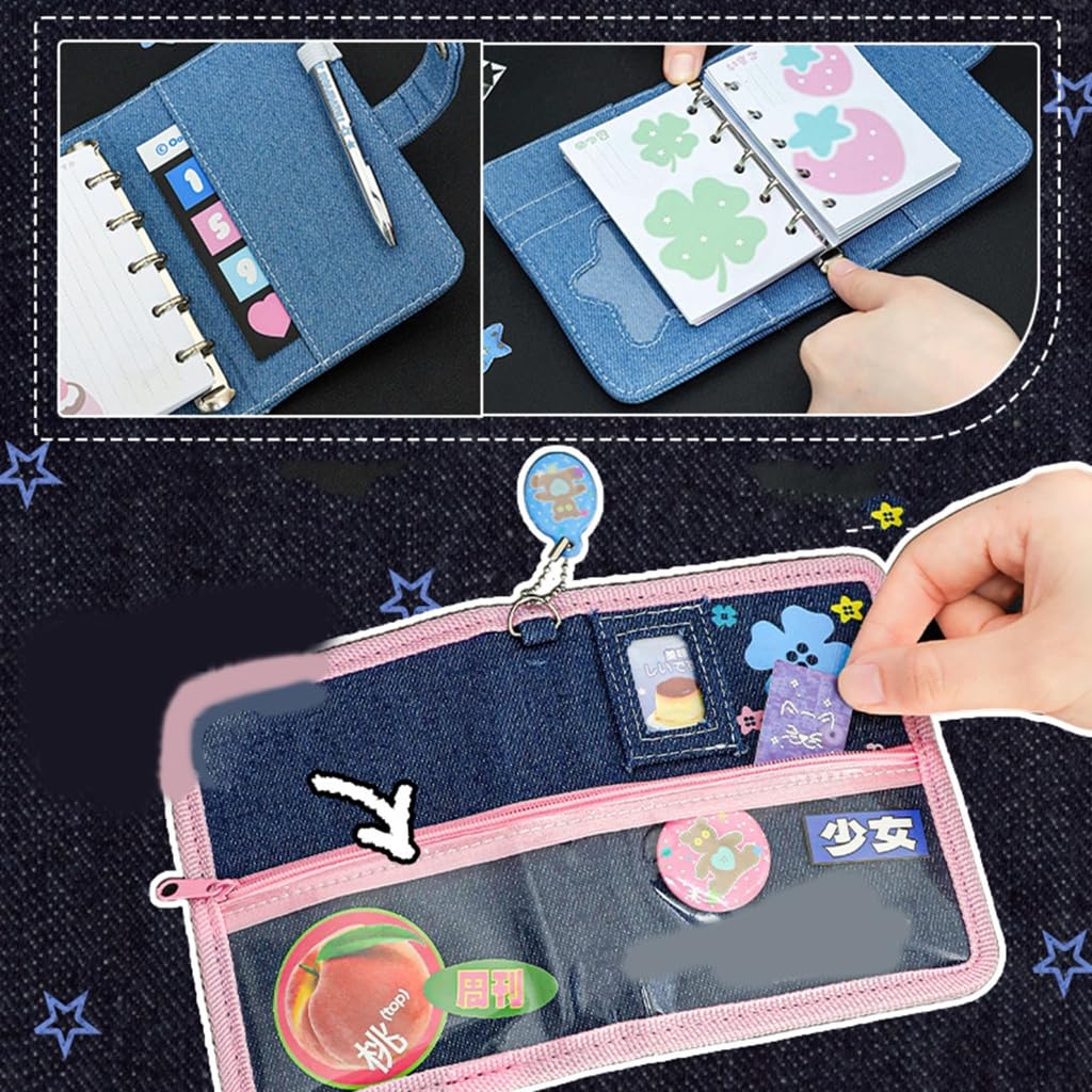 ffgguuiic Retro Notebook Scrapbook Journal Notepads Small Notebook Sweet Clovers Notebook Colorful Page Binder Notebook for School