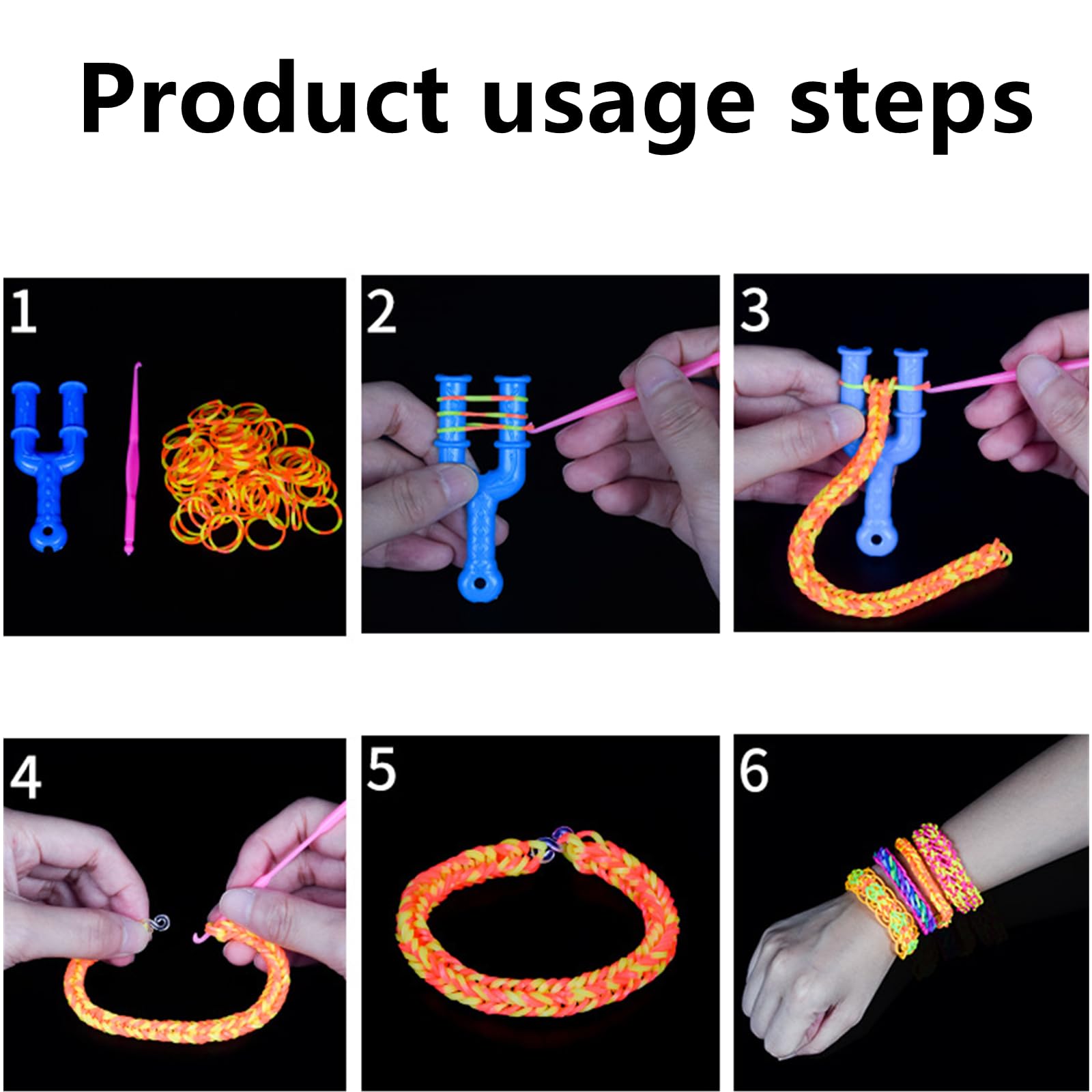 12x Acryl Gummiband Webstuhl Set - Slingshot Armband Maker Mit 600 Bändern