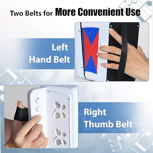 Miniatura 5 de AZEAM Acordeón para niños, acordeón de juguete para edades de 3, 5, 9, 7, 10, 12, niños pequeños, principiantes, instrumentos musicales, 10 teclas,