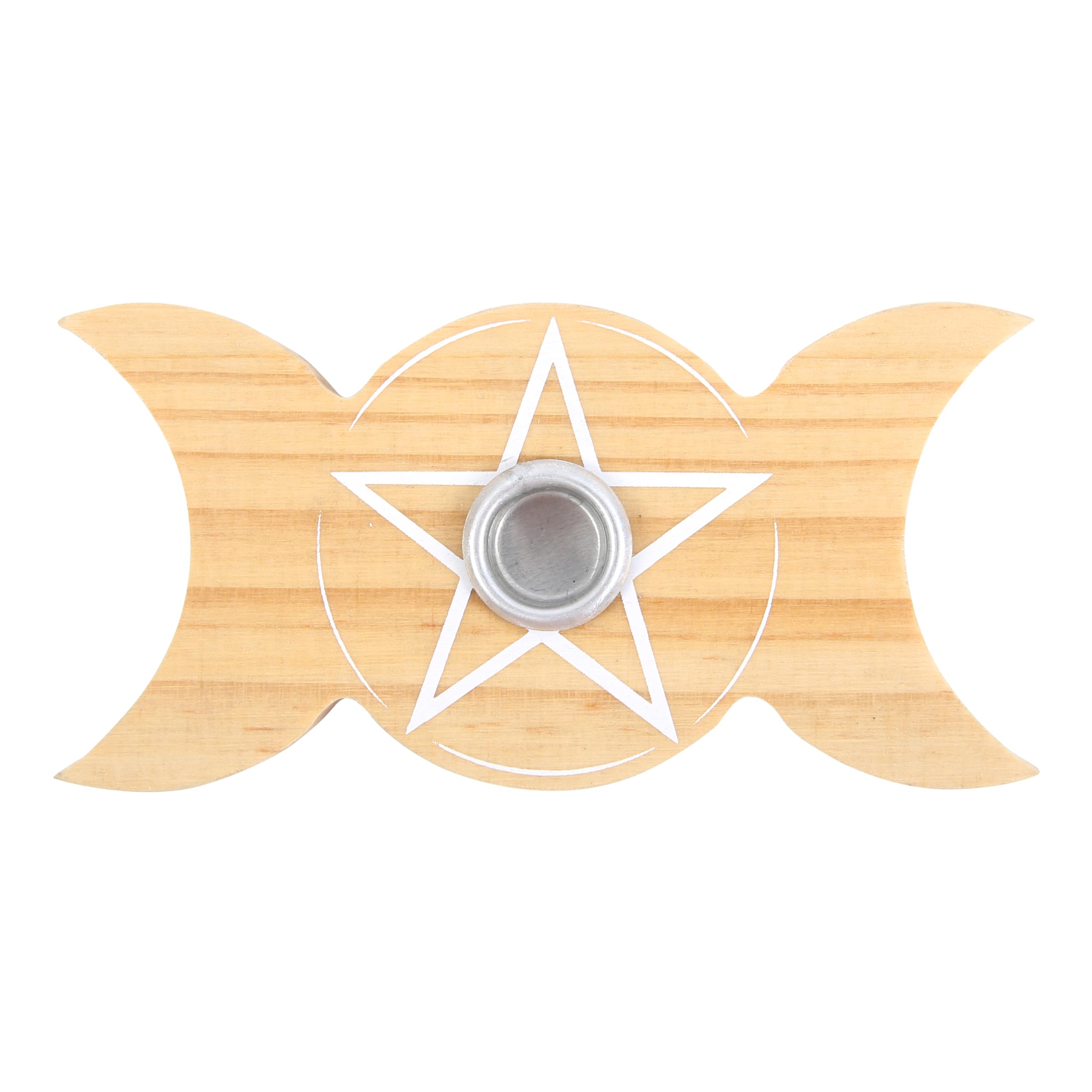 Something Different Wholesale Neutral Triple Moon Spell Candle Holder - Wooden Candle Holder Uk