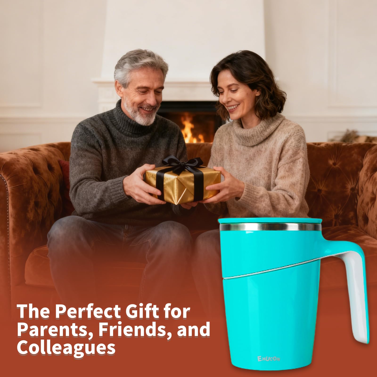 Anti-Kipp Becher mit Saugfuß, 470ml Edelstahl Thermobecher mit Griff, Auslaufsicher & Rutschfest, No-Spill Kaffeebecher für Schreibtisch, Büro, Kinder & Haustiere (Weiß) (Blue)