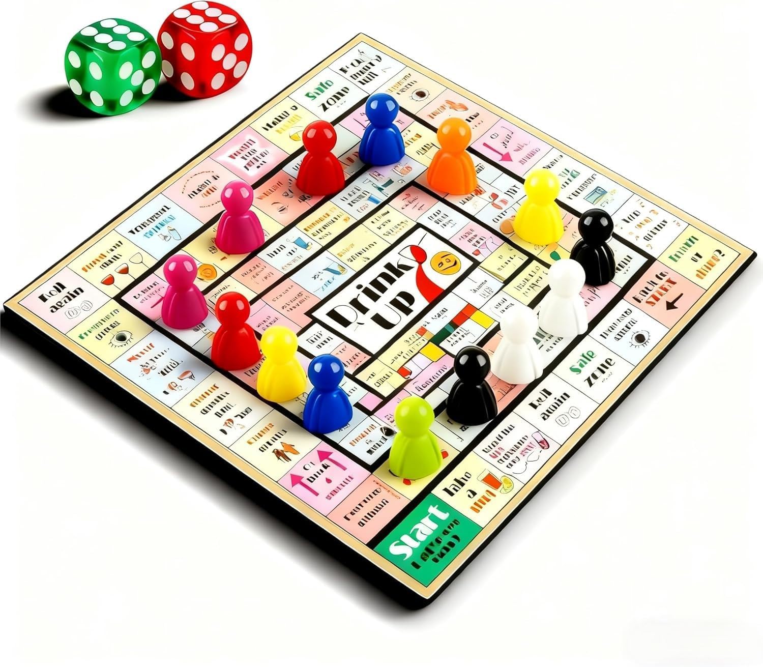 Portable Drinking Game Travel Set: Compact Foldable Board & Dice for Camping, Tailgating, Beach - On-The-Go Fun