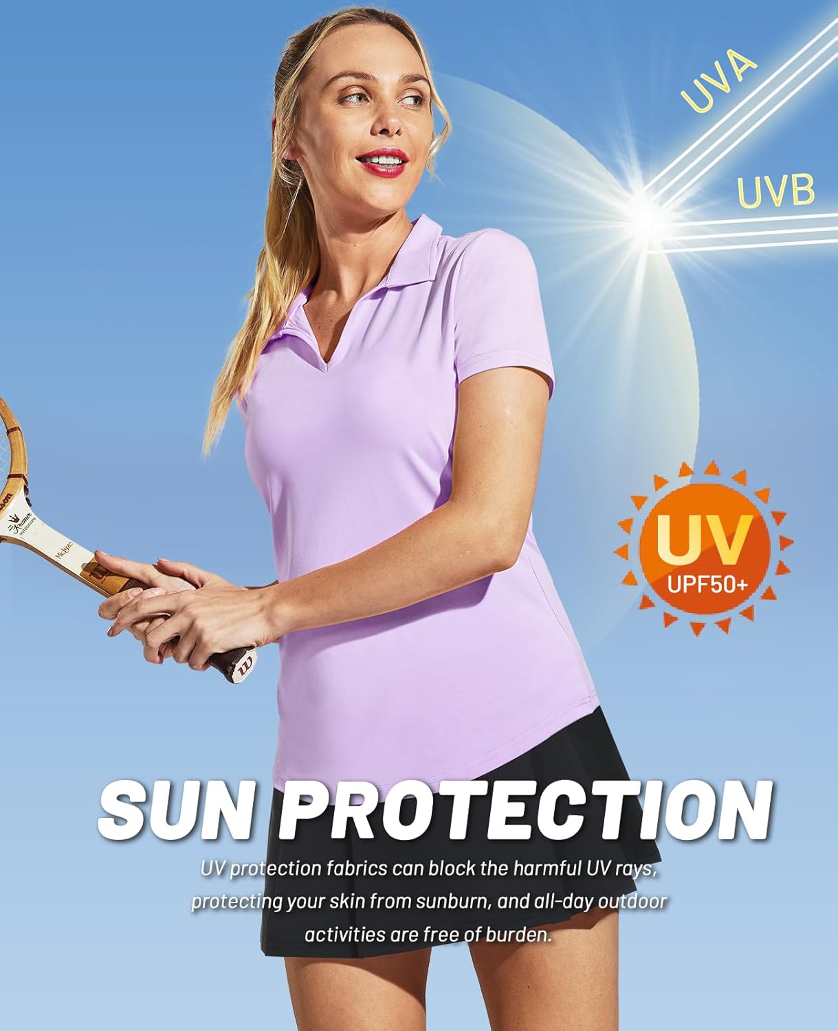 MIER Women's Golf Polo Shirts Collared V Neck Short Sleeve Tennis Shirt, Dry Fit, Moisture Wicking