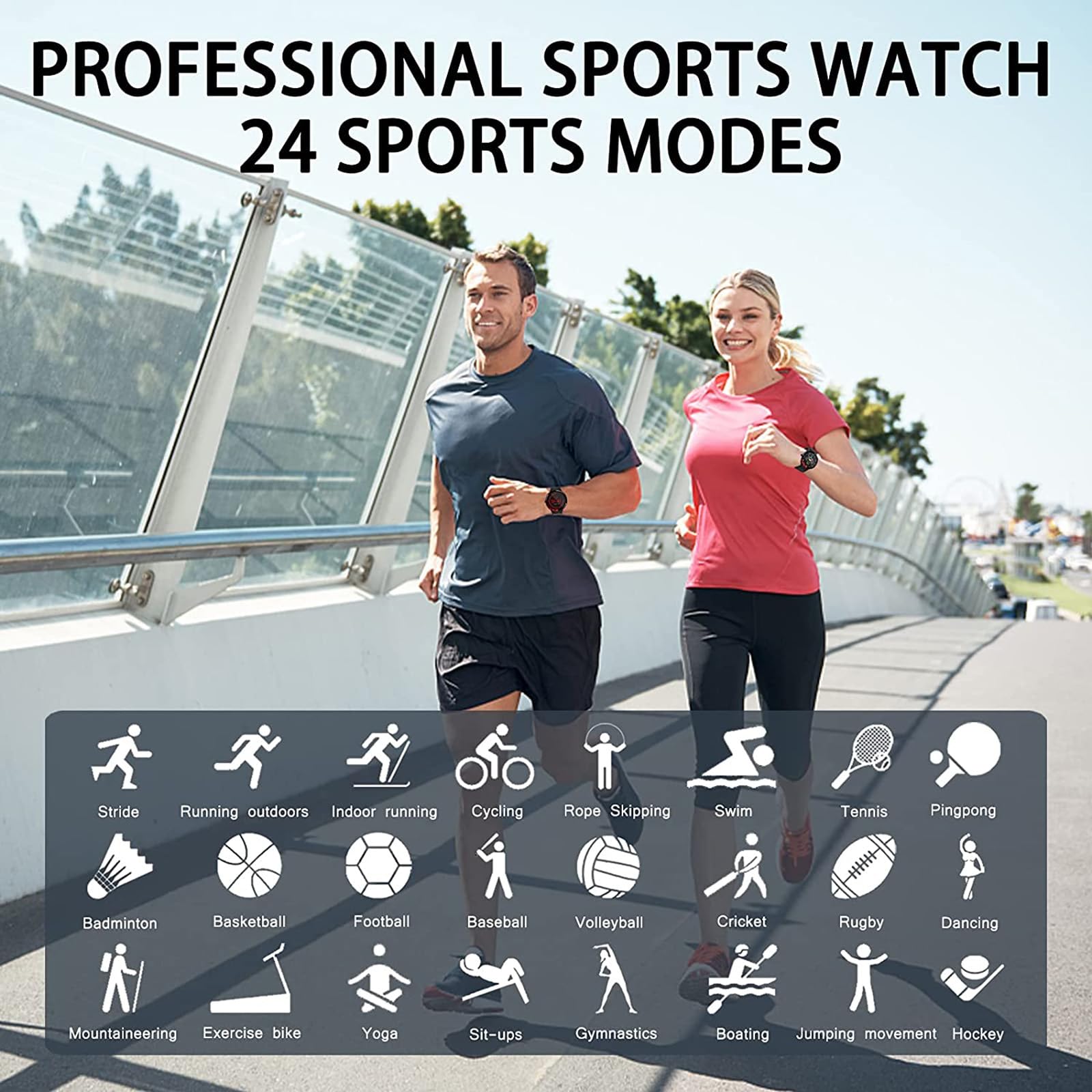 Inteligentny zegarek, smartwatch z ekranem dotykowym 3.3 cm, monitor aktywności z pulsometrem, wodoodporny IP68, monitor fitness, zegarek, krokomierz, stoper, smartwatch dla mężczyzn i kobiet,