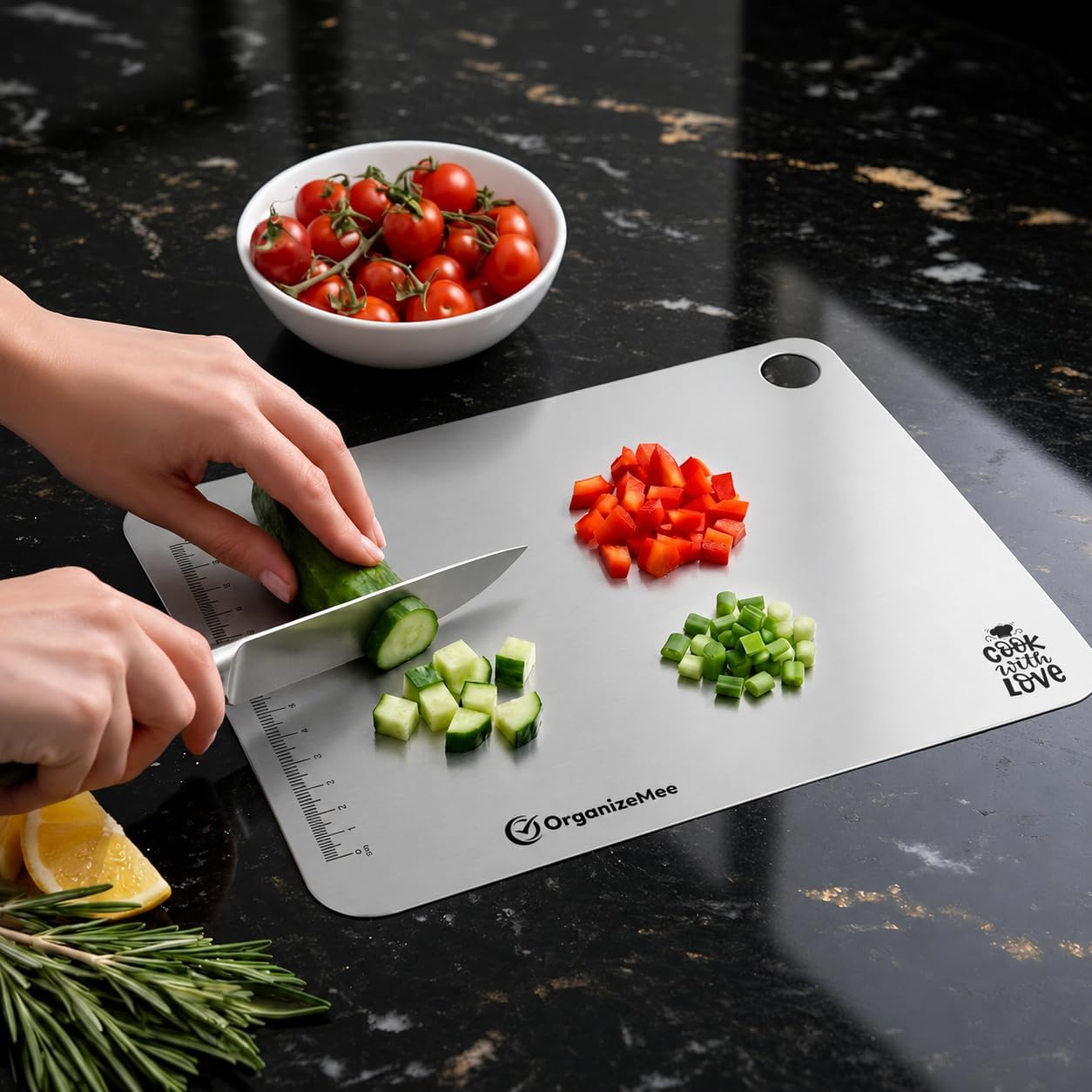 Chopping Board Stainless Steel Metal Cutting Kitchen,Heavy Duty Choping-Board Vegetable, Meats vegitable Chopper Boards,Safe Durable with Anti-Skid Silicon Pad (New Medium)(31.8CM X 21CM)