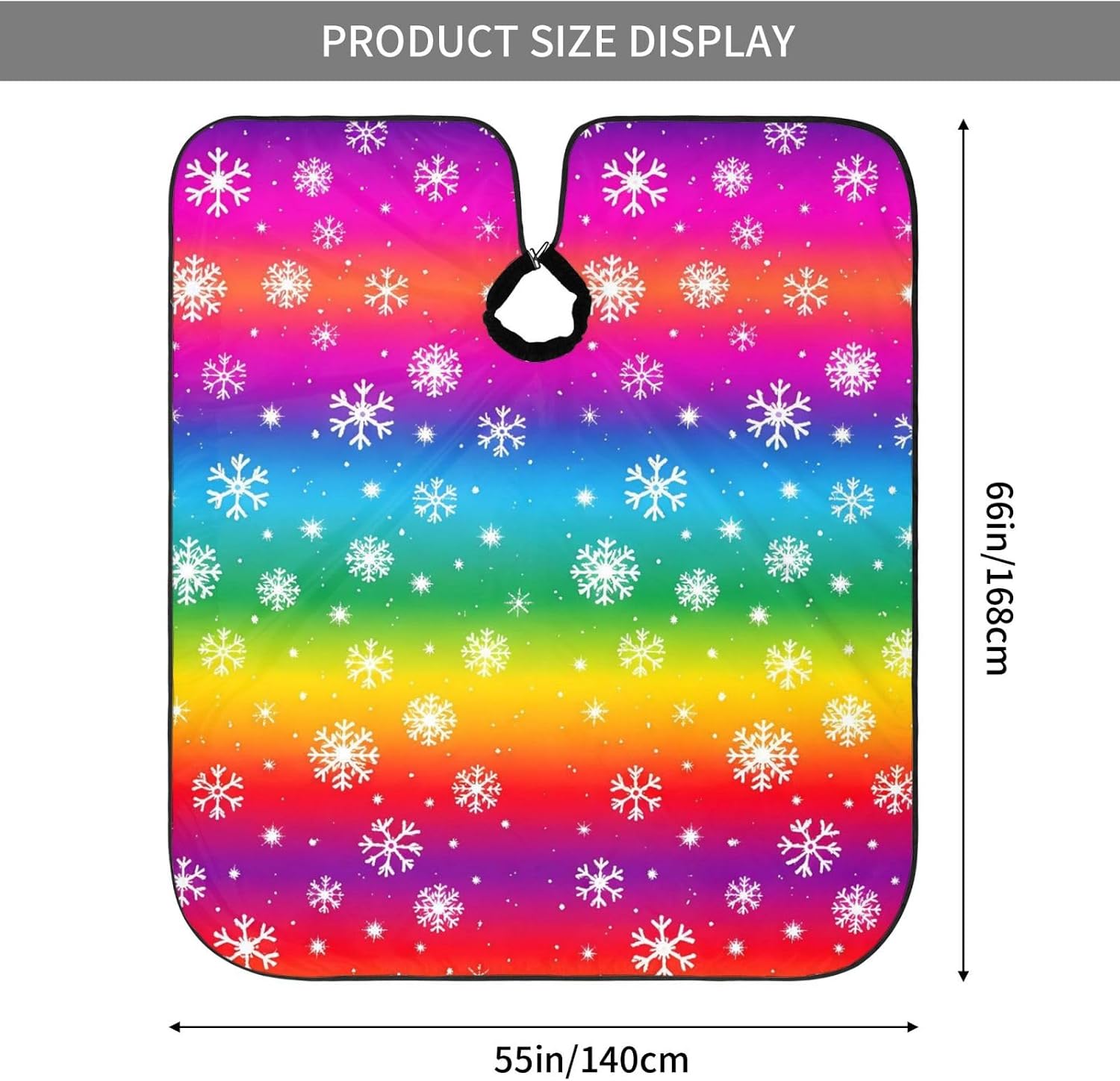 Christmas Rainbow Snowflakes Adult Hair Cutting Cape 55x66in Adjustable Snap Closure Salon Hairs Hat Shaving Bib
