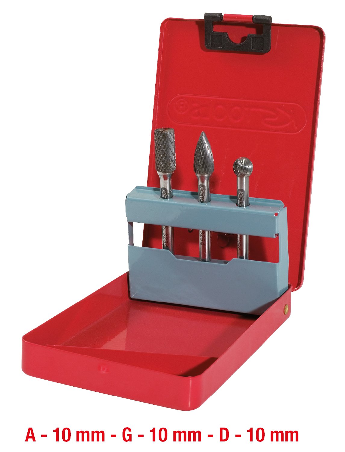 KS Tools 515.3203 HM Frässtift-Satz in Stahlblechkassette, 3-tlg.
