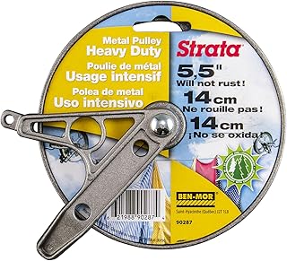Strata Clothesline Pulley - 5.5'' Heavy Duty Metal, Rustproof Silver for Outdoor Laundry Drying, Line Pulley for Clothes, Coats, Blankets, and More