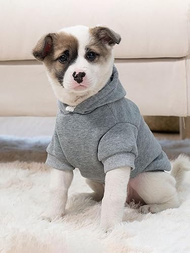 Miniatura 7 de QWINEE Sudadera básica con capucha para perro, chaqueta cálida para perro, ropa para gato, camisa para perro, ropa para cachorros, gatitos pequeños