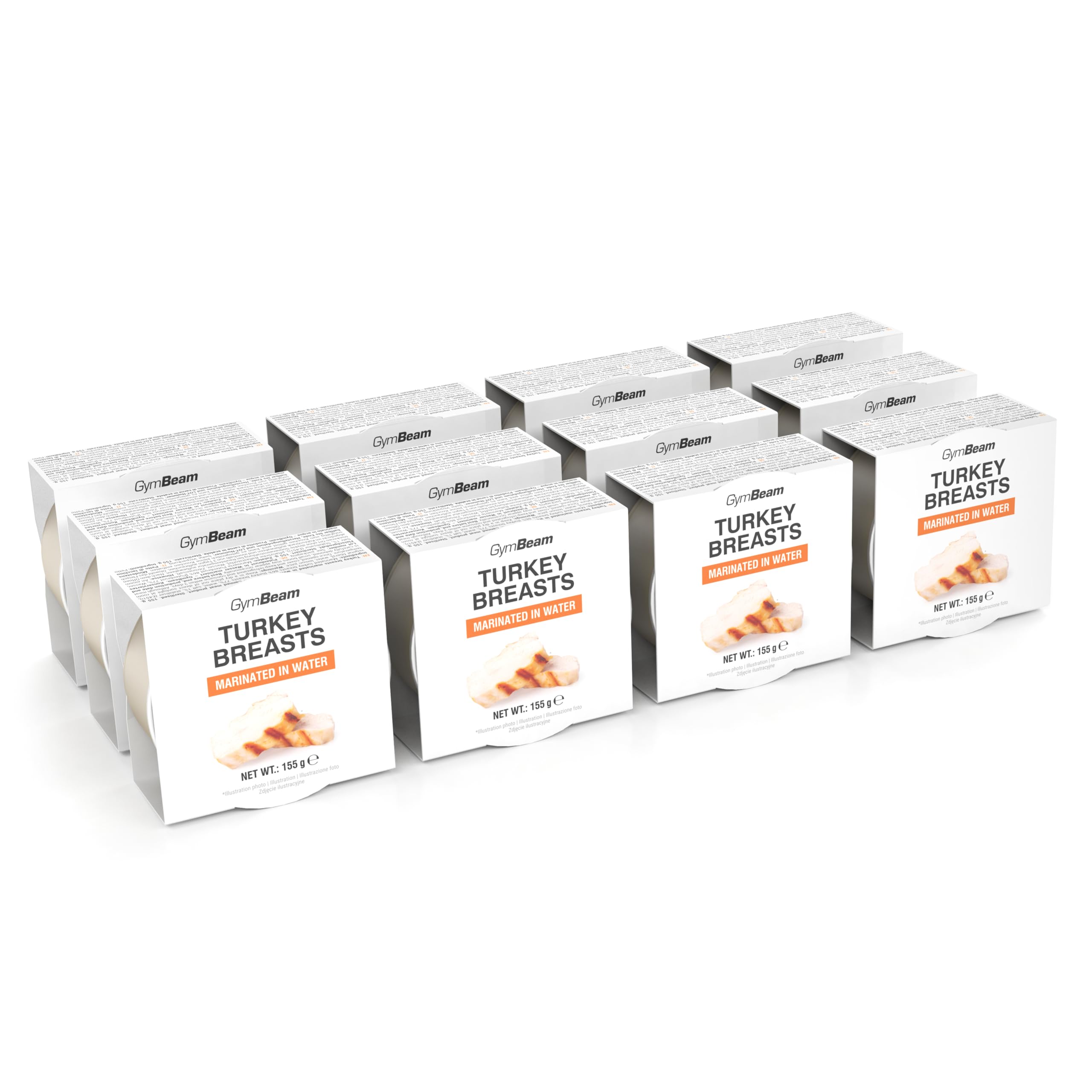 GymBeam Putenbrust in Wasser – Fettarm und proteinreich, ideal für Sportler und Aktive, verzehrfertig und ohne Gewürze, perfekt für gesunde Mahlzeiten (12 x 155 g)