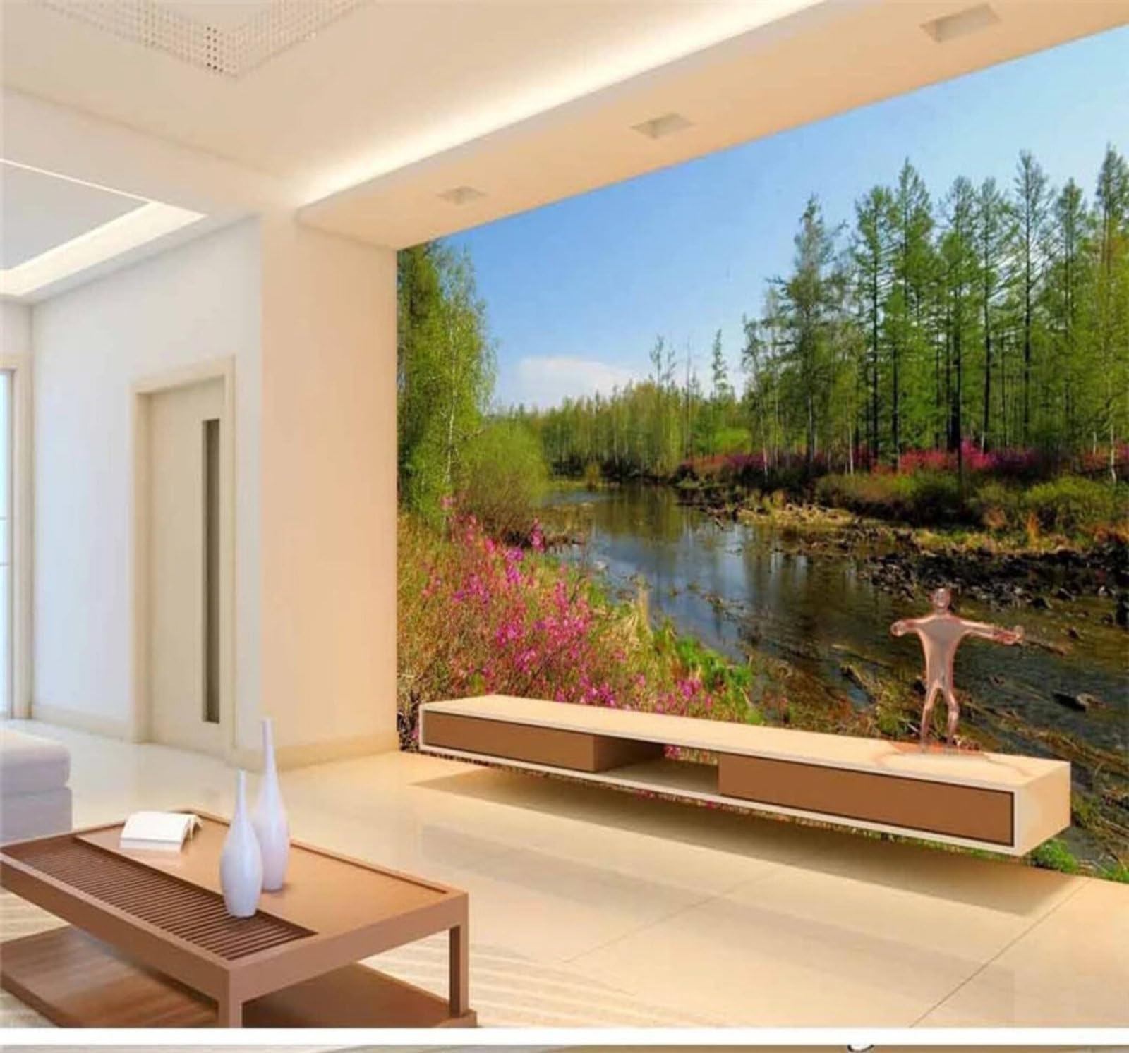 Fresh Xiao He Woodland Fairyland Pastoral 3D Wallpaper Easy Install Feature Office Living Room Sofa Bedroom TV Background Wall Decoration-250cm×170cm