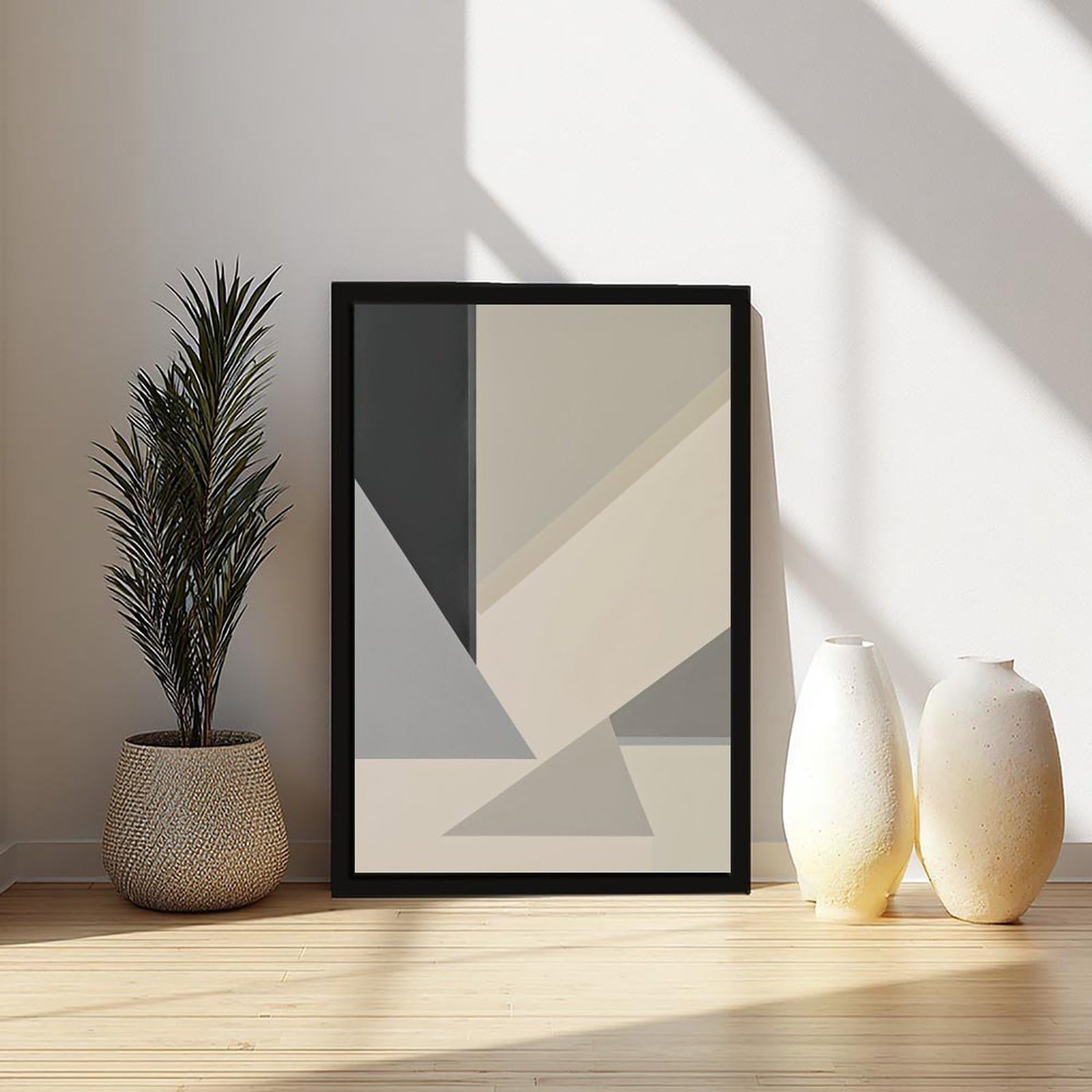 Mnyuein Neutrales abstraktes und minimalistisches Poster, 2 Leinwand-Poster, Schlafzimmer-Dekor, Sportlandschaft, Büro, Raumdekoration, Geschenk, schwarzer Rahmen, 40,6 x 61 cm (L x B)