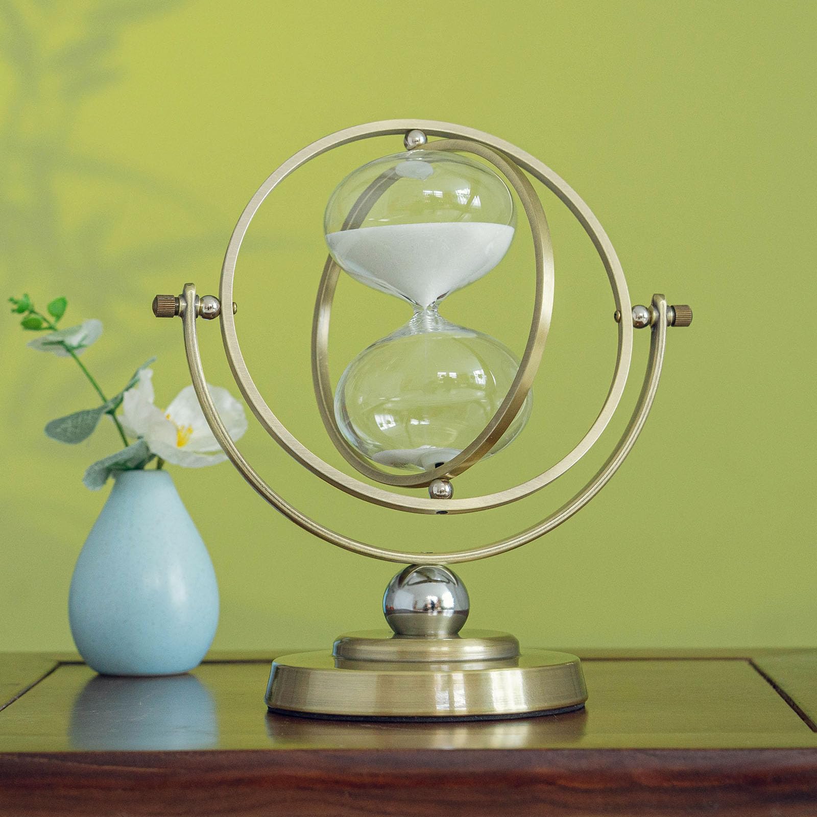 Sanduhr 30 Minuten, Metall Messing Sanduhr,Große Sanduhren Vintage，Geschenk Sanduhr,Für Haus, Schreibtisch, Büro, Hochzeits Dekoration. (weiß)