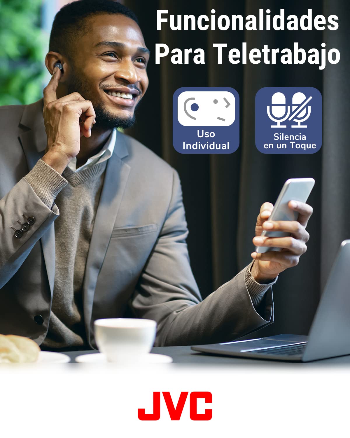 Auriculares Inalámbricos JVC con Cancelación de Ruido - Compact True Wireless Earbuds Bluetooth 5.2, Modo Baja Latencia, Batería con 21H de reproducción, Resistencia al Agua (IPX4) HA-Z330T-G (Verde)