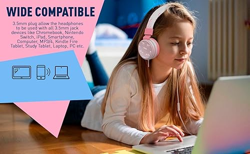 Miniatura 6 de Gabba Goods Auriculares seguros para niños, plegable sin enredos, conector de 0.138 in, limitación de volumen 8594 dB, sobre la oreja con micrófono