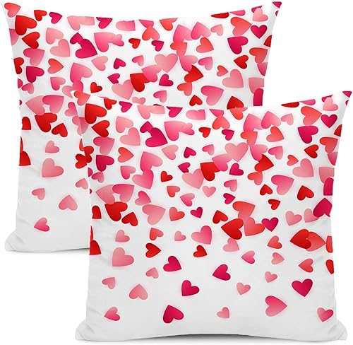 Miniatura 8 de Juego de 2 fundas de almohada de San Valentín de 18 x 18 pulgadas fundas de almohada cuadradas decorativas para el día de San Valentín día de la