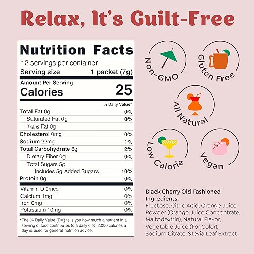 Miniatura 2 de Craftmix Black Cherry Old Fashioned - Mezclador de bebidas de cóctel y mocktail, Skinny Mixes - Paquetes saborizantes de agua hechos con fruta real