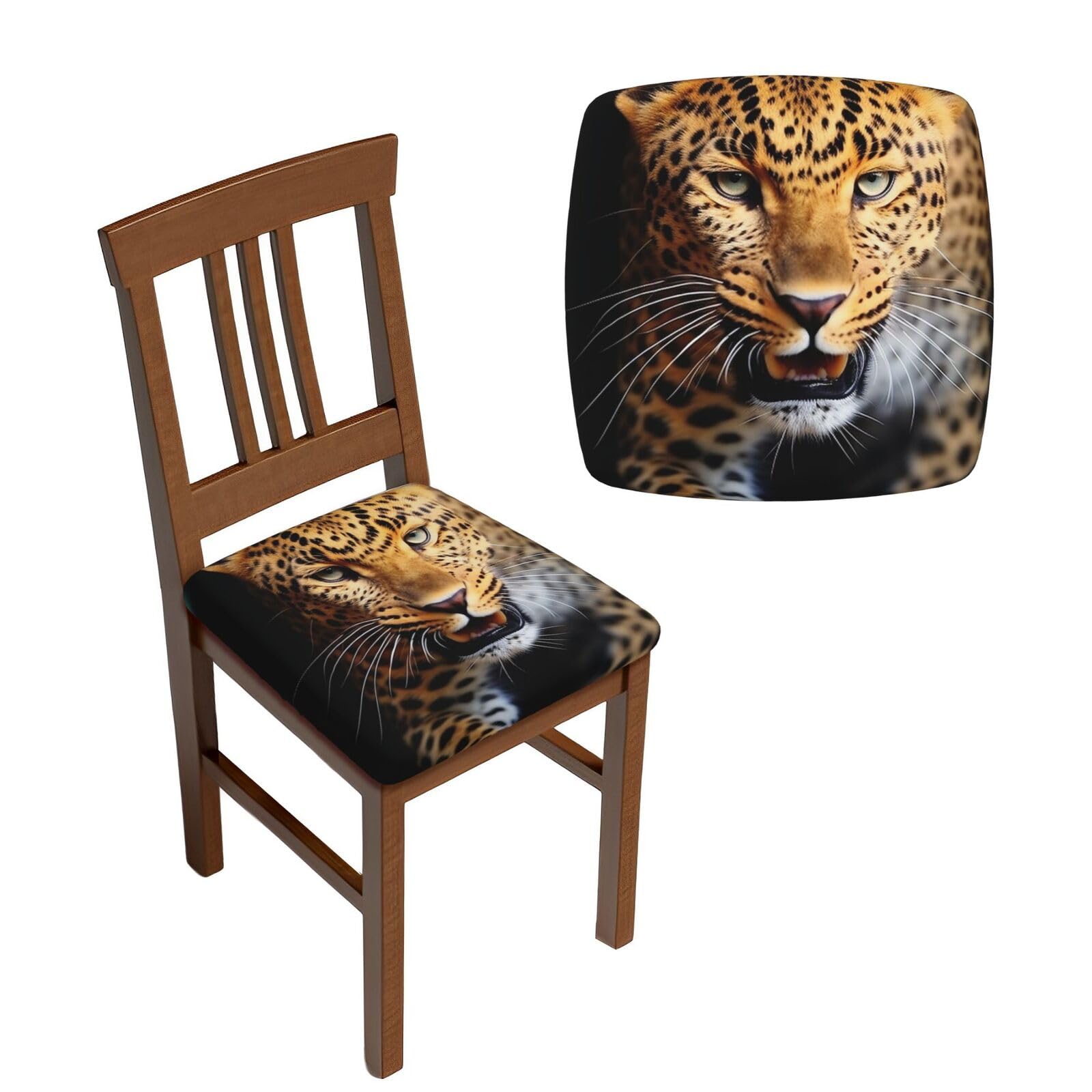NONHAI 6PCS Dining Chair Seat Covers Set Leopard Stretch Removable Chairs Covers Washable Seat Cushion Slipcovers Protector for Dining Room Kitchen Chairs